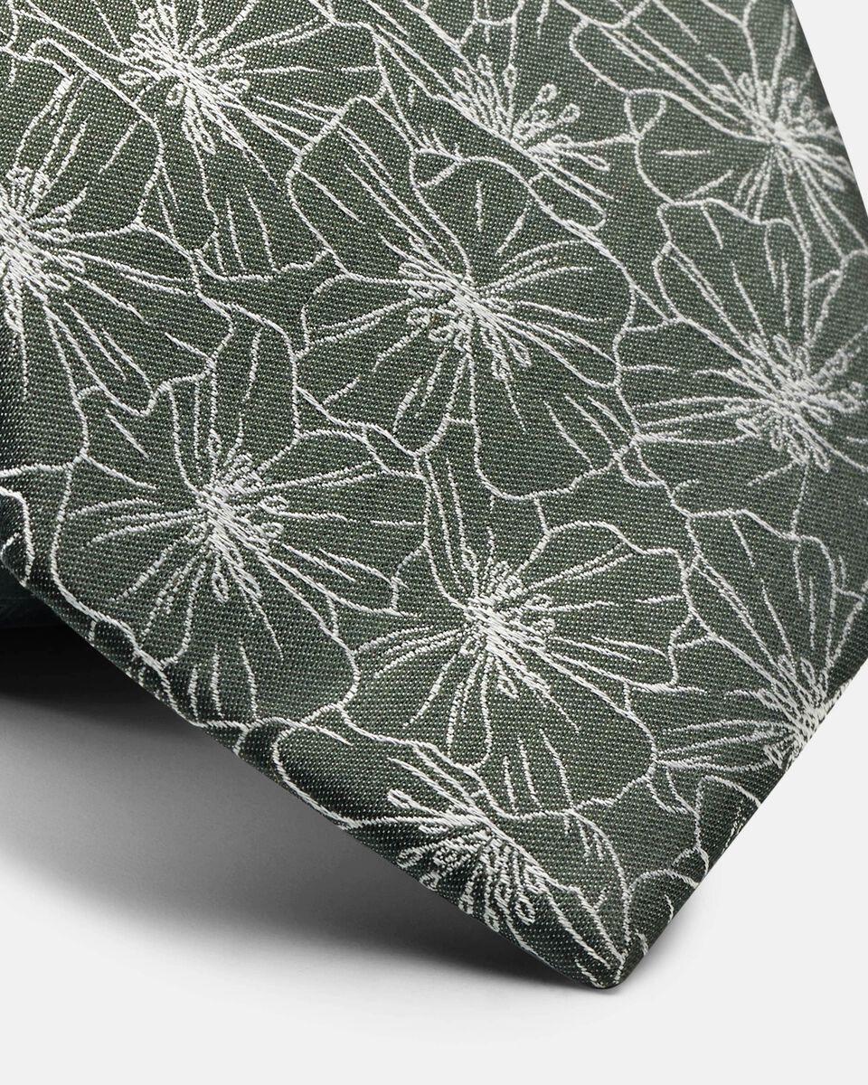 Mens Floral Khaki Silk Tie